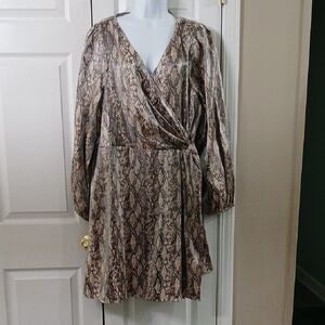 Ava & Viv snakeskin faux wrap long sleeve dress Sz 1X NWOT